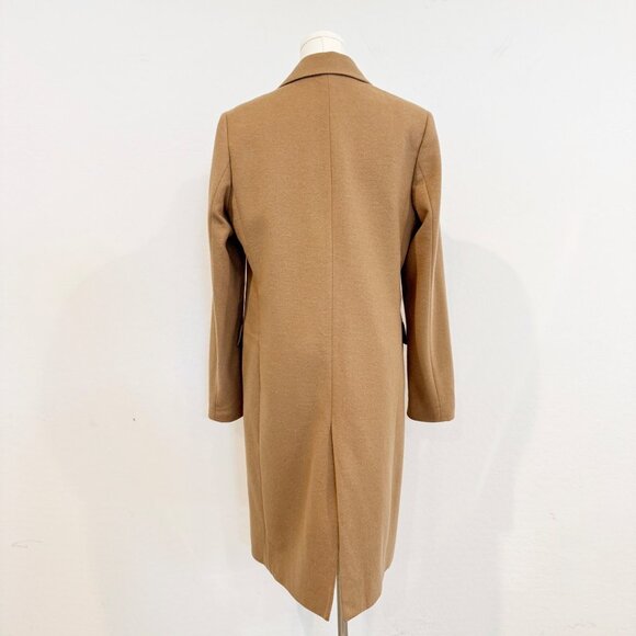 Uniqlo Wool Cashmere Mid Length Camel Trench Coat Luxury Jacket Tan Winter Small - Picture 9 of 10